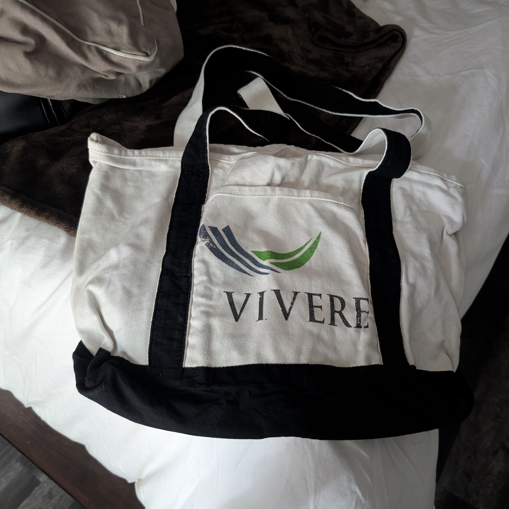 White and Black Tote Bag